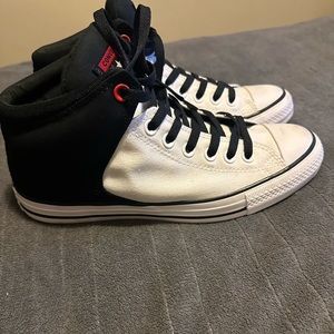Black white and red high tops